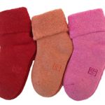 Lovely Annie 3 Pairs Pack Children Cashmere Wool Socks Plain Color 12M-24M (Rose, Orange, Red)