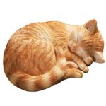 Hand-painted Sleeping Kitty Garden Statue, Orange