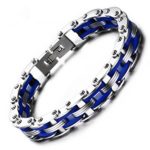 LBFEEL Stainless Steel Silicone Motorcycle Bike Chain Bracelet in 6 Colors