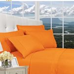 Elegant Comfort 1500 Series Luxurious Silky Soft WRINKLE RESISTANT 4 pc Sheet set, Deep Pocket Up to 16″ – All Size and Colors , Queen, Elite Orange