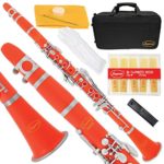 150-OR – ORANGE/SILVER Keys Bb B flat Clarinet Lazarro+11 Reeds,Case,Care Kit~24 COLORS Available,CLICK on LISTING to SEE All Colors