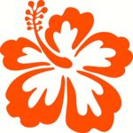 Hibiscus Flower Car Window Vinyl Decal Sticker 4″ Square (Color: Orange)