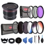 Beschoi 20 in 1 58mm UV Protection Lens Filter Kit (UV + CPL + FLD + ND2 + ND4 + ND8,Graduated Color Orange,Blue,Gray) 9pcs Slim Lens Filters 0.35x Professional HD Wide Angle Fisheye for DSLR Camera