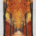 Fall Road Foliage Nature Forest Tapestry Photography Autumn Alley Landscape Park Perspective Vivid Colors Orange Digital Printed Wall Hanging Living Room Bedroom Dorm Decor, Orange Yellow Red Brown