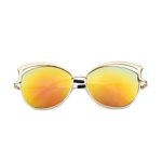 SMYTSHOP 2017 Polarized Sunglasses,Men Women Glasses Metal Spectacle Frame Myopia Eyeglasses Sunglasses (Gold, Orange)