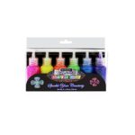 6 Color Glitter Glue Set 20 ml Bottles – NEON Colors – Green, Orange, Pink, Yellow, Blue, and Purple (2 Units)
