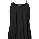 Youtalia Womens Summer Double Layer Pleated Front Spaghetti Strap Camisole Tank