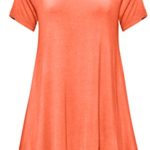 DB MOON Womens Tunic Tops Short Sleeve T Shirts Dress ( Orange, S )