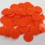 Plastic Counters: Orange Color Gaming Tokens (Hard Colored Plastic Coins, Markers and Discs for Bingo Chips, Tiddly Winks, Checkers, and Other Board Game Playing Pieces)