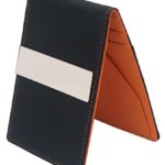 New Faux Leather Metal Money Clip Mens Wallets Purse/ Black & Orange Colors