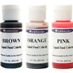 Lorann Oils Liquid Food Coloring – Speciality Colors Bundle- Black, Brown, Orange, Pink, Purple – Set of Five 1 Ounce Bottles