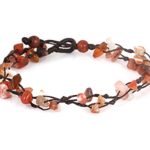 MGD, Orange Carnelian Color Bead Anklet. Beautiful 26 Centimeters Handmade Stone Anklet Made from wax cord. Fashion Jewelry for Women, Teens and Girls., JB-0128A