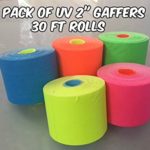 5 Roll Pack UV Neon Gaffers Tape 2″ inch 30 ft Rolls ALL Colors