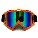 4-FQ PU Resin Windproof Dustproof Motorcycle Goggles Scratch Resistant Motocross Dirt Bike Wrap Goggles Ski Goggles Protective Safety Glasses(Color lens Orange frame)