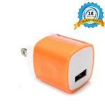Wall Charger Universal Powerful Travel Adapter HV® (Orange/ White) Color for iPhones, Samsung, LG, Sony, HTC, Tablets, and any USB devices – 18 Months Warranty