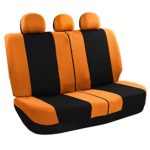 FH GROUP FH-FB030013 Light & Breezy Flat Cloth Seat Covers, Set Airbag & Split Ready,Orange / Black Color- Fit Most Car, Truck, Suv, or Van