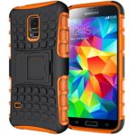 Galaxy S5 Case, Asstar High Impact Hybrid Defender Heavy Duty Rugged 2 in 1 Shockproof Armor Case For Samsung Galaxy S5 SV I9600 with Built-in Kickstand (Orange)