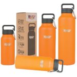 Healthy Human 40 oz Water Bottle – Cold 24 Hrs, Hot 12 Hrs. 4 Sizes & 12 Colors. Double Walled Vacuum Insulated Stainless Steel Thermos Flask with Carabiner & Hydro Guide. Color: Orange Sherbet