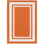 Garland Rug Borderline 5′ x 7′ Indoor/Outdoor Area Rug, Rectangle, Orange/White