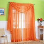 LuxuryDiscounts 2 PC Solid Rod Pocket Sheer Window Curtain Treatment Drape Voile Panels In Variety Of Colors (55″x84″, Orange)