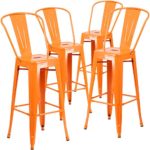 Flash Furniture Metal Indoor/Outdoor Barstool (4 Pack), 30″, Orange