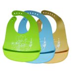 Silicone Baby Bibs,Waterproof Comfortable Soft Food grade silicone Bib, Easily Wipes Clean, Spend Less Time Cleaning after Meals,1Set of 3 Colors (Silicone blue?orange?green)