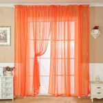 Curtain, Gotd 1PC Solid Color Tulle Voile Door Curtain Window Curtain Room Divider Drape Panel Sheer Scarf Valance (Orange)