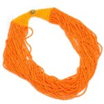 Fashion Orange Color Strand Handmade Multilayer Seed Beads Pendant Necklace Jewelry