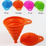 Vinstar Silicone Foldable and Collapsible Kitchen Funnel, Set of 2, 4 Colors Available (Orange)