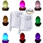 Colorful Motion Sensor Toilet Nightlight?Comwinn Home Toilet Bathroom Human Body Auto Motion Activated Sensor Seat Light Night Lamp 8-Color Changes(Only Activates in Darkness) (2-Pack)