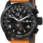 Invicta Men’s ‘Aviator’ Quartz Stainless Steel and Nylon Casual Watch, Color:Orange (Model: 19412)