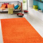 Ottomanson Soft Cozy Solid Color Shag Rug Contemporary Living and Bedroom Kids Soft Shaggy Area Rug(5’0″ X 7’0″, Orange)