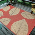 4’5″ x7’ (135x215cm) Big Leaves, Sunset Orange Indoor & Outdoor Area Rug, Easy to Clean, UV protected & Fade Resistant Furnishmyplace 0583