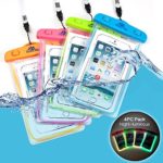 Sunny Tag Glow in Dark-Floating Waterproof Universal Phone Dry Bag Case, 4-Pack