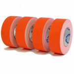 4 Rolls Premium Professional Grade Gaffer Tape 4 Pack – 2 Inch X 50 Yards Fluorescent / Neon Orange Color – 4 Rolls per Case