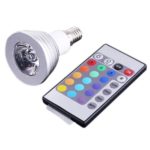 SODIAL(R)E14 3W 16 Colors RGB LED Light Bulb E14 Remote Control AC 90-240V