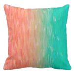 Coral Turquoise Ombre Watercolor Teal Orange Throw Pillow Case Cushion Cover