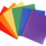 STEMSFX Heavy Duty Plastic 2 Pocket Folder (Assorted Colors Pack of 6) For Letter Size Papers, Includes Business Card Slot