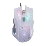 SROCKER S3 USB Wired LED Gaming Mouse Ergonomic Optical Gaming Mice 4 Adjustable DPI Levels with 7 Color Breathing Light and Six Buttons for Pro Gamer (White)
