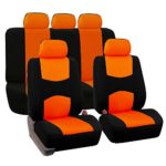 FH GROUP FH-FB050115 Full Set Flat Cloth Car Seat Covers Orange / Black Color- Fit Most Car, Truck, Suv, or Van