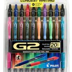 Pilot G2 Retractable Premium Gel Ink Roller Ball Pens, Fine Pt, 20 Pens, Assorted