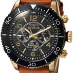 Invicta Men’s ‘Aviator’ Quartz Gold-Tone and Leather Casual Watch, Color:Orange (Model: 24553)