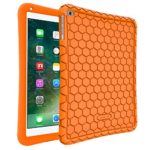 Fintie New iPad 2017 9.7 Inch / iPad Air 2 / iPad Air Case – [Honey Comb Series] Light Weight Anti Slip Kids Friendly Shock Proof Silicone Protective Cover for Apple iPad 2017, iPad Air 1 2, Orange