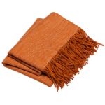 Sova Decorative Soft Indoor / Outdoor Throw Blanket (50″ x 60″, Orange) | Perfect for Beach Picnic Travel Everyday Use on Couch Bed Sofa Wrapped with Ribbon