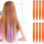 OneDor 23 Inch Straight Colored Party Highlight Clip on in Hair Extensions Multiple Colors (10 Pcs Orange)