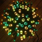 DeVida Solar String Lights (Green Orange Yellow) Decorations, 100 Mini LED Set Plus Extra Long 13ft Lead Wire, Outdoor Waterproof Fall Decor for Tree, Patio, Fence, Shrubs, Wedding