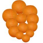 Just Artifacts Decorative Round Chinese Paper Lanterns 12pcs Assorted Sizes (Color: Red Orange)
