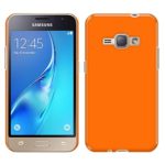 Samsung Galaxy J1 J120 2nd Gen 2016 AMP 2 2nd Gen 2016 Express 3 Luna S120 Case, Fincibo (TM) Back Cover Hard Plastic Protector, Solid Neon Fluorescent Orange Color
