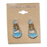 Earrings Clear Glass Ball w/ Neon Color Beads