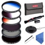 Beschoi 6pcs 77mm Lens Filter Graduated Color Lens Filter Kit (CPL+ND4+ND8,Graduated Color Orange,Blue,Gray) with Cleaning Cloth +Cleaning Pen + Center Pinch Lens Cap + Filter Bag Pouch